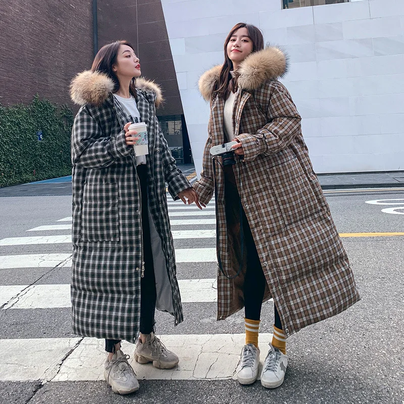

Retro Plaid Cotton-padded Jacket Women's 2019 Winter New Style Korean-style Loose And Plus-sized Mid-length Laziness Casual over
