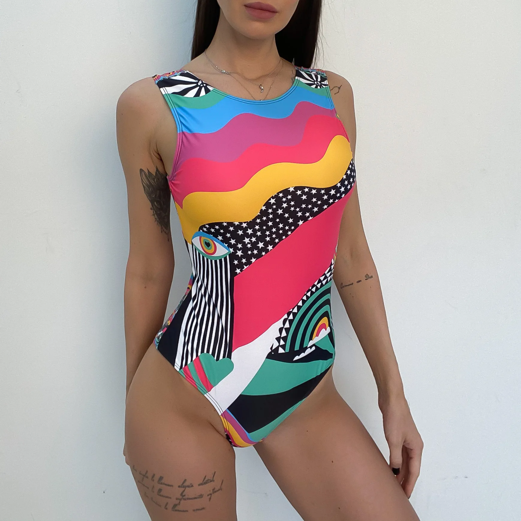 

Halter Print Swimwear Women 2021 One Piece Swimsuit Female Brazilian Bathing Suits Bodysuit Beach Vacation Backless Monokini