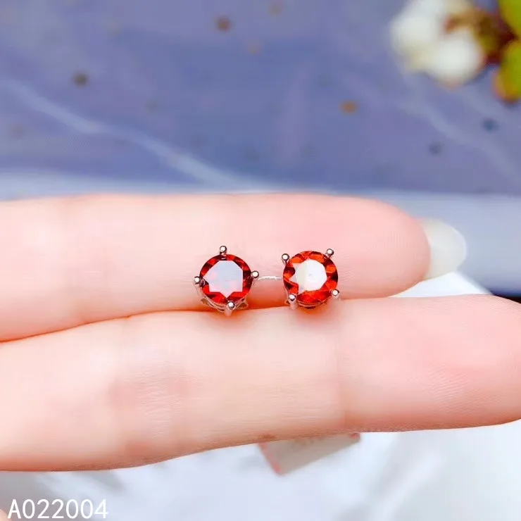 

KJJEAXCMY Fine Jewelry 925 sterling silver inlaid natural garnet female earrings Ear studs vintage support detection