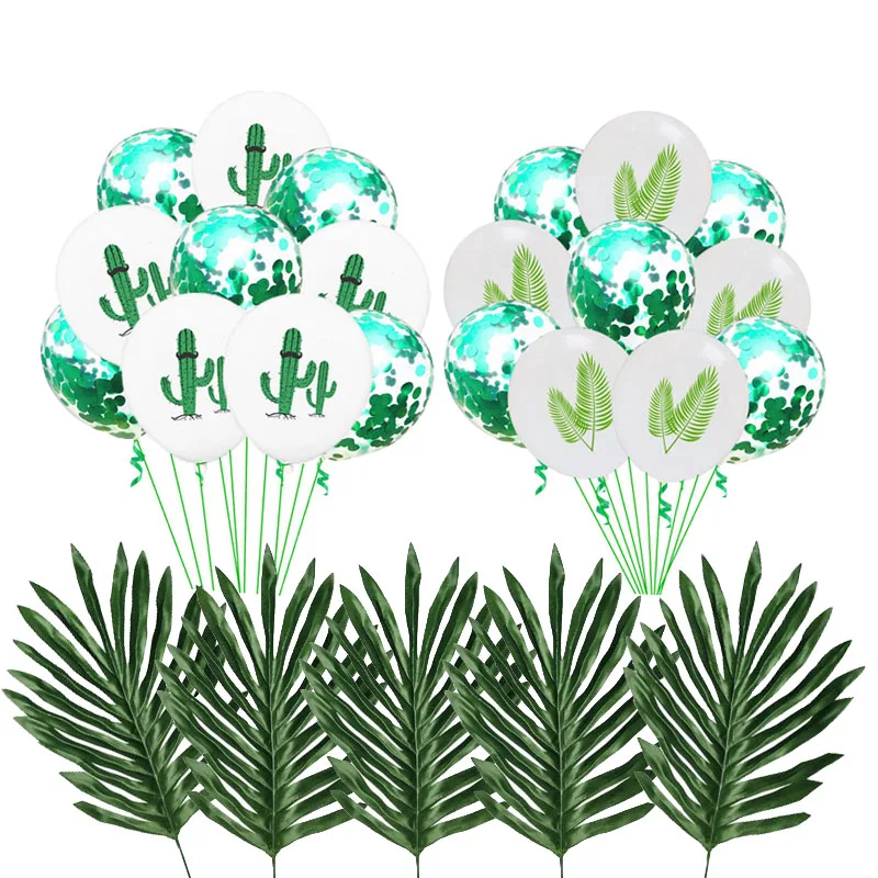 

Tropical Party Decoration Latex Balloons Artificial Palm Leaves Green Latex Confetti Balloon Summer Hawaiian Party Decoations