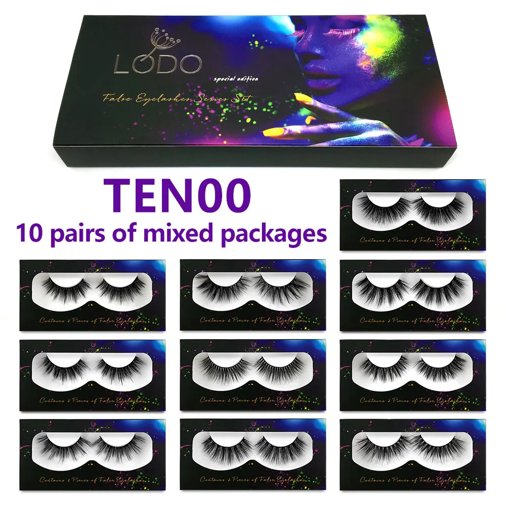 10 boxes 3D Mink Hair Natural Cross False Eyelashes Long Messy Makeup Fake Eye Lashes Extension Make Up Beauty Tools maquiagem