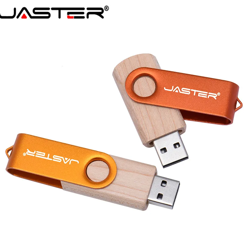 Флэш накопитель JASTER Лидер продаж деревянный + цветной металлический вращающийся
