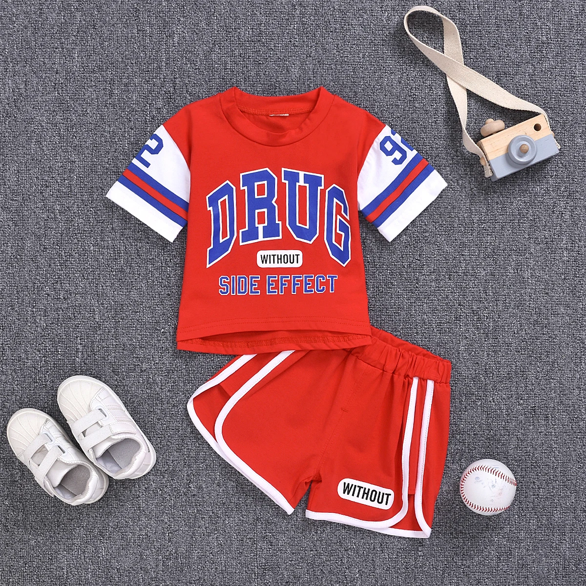 Детские спортивные часы для мальчика и девочки, комплект одежды, детская летняя повседневная футболка, костюм Футбольная форма, баскетбольная детская одежда с надписями