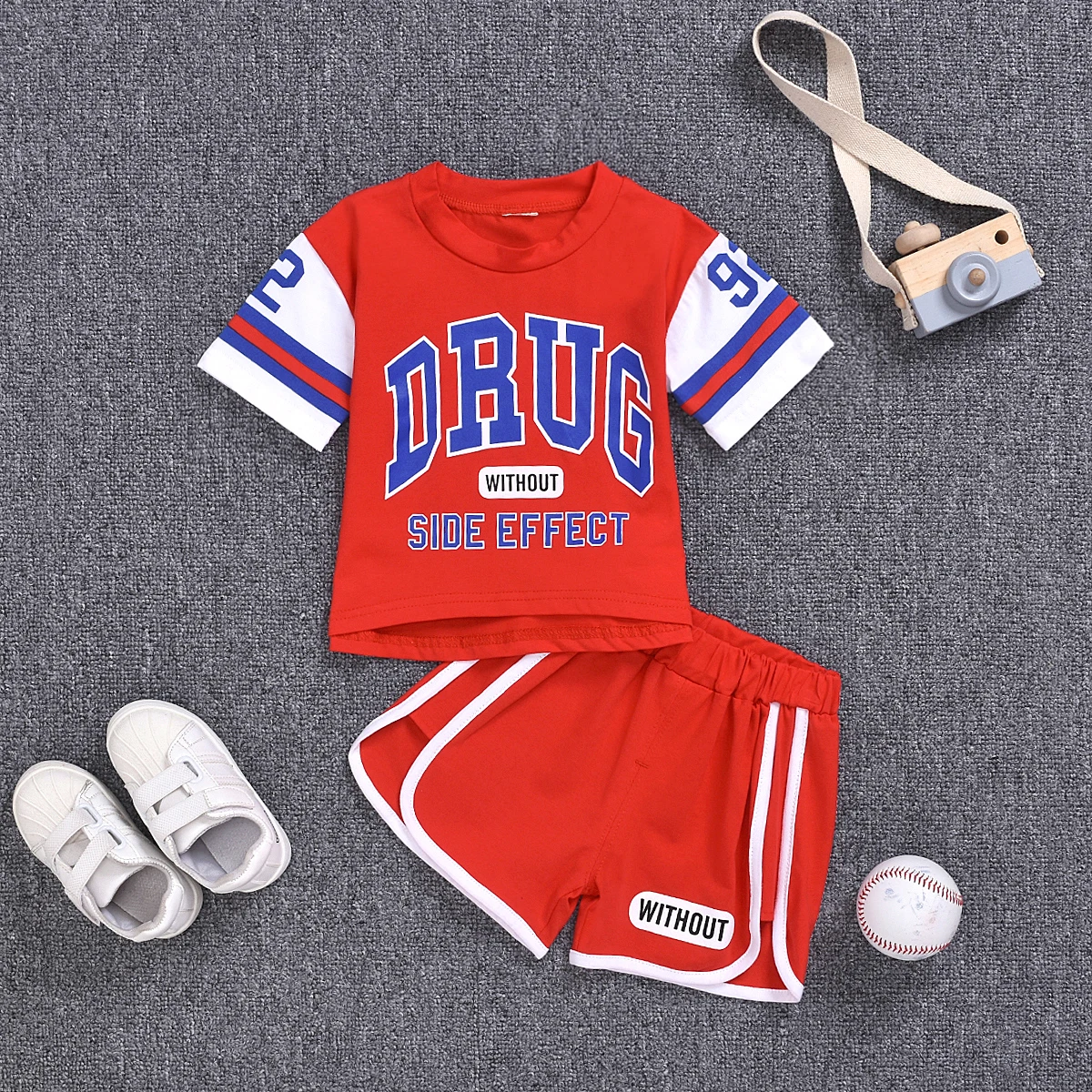 Toddler Boy Sports Clothing Set Baby Summer Casual T-shirt Suit Football Uniforms Basketball Kids Children Letter Clothes