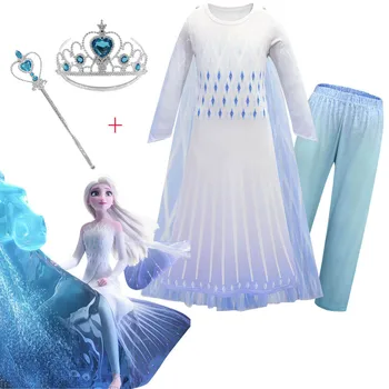 

Snow Queen 2 Girls Anna Elsa Dress Cosplay Kids Princess Dresses and Pants Clothes Set Children Wedding Birthday Party Clothing