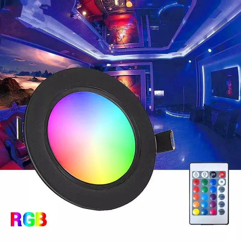 led para baixo luz rgb com controle remoto luzes de teto interior regulável lâmpada ponto prova dwaterproof água teto recessed downlights