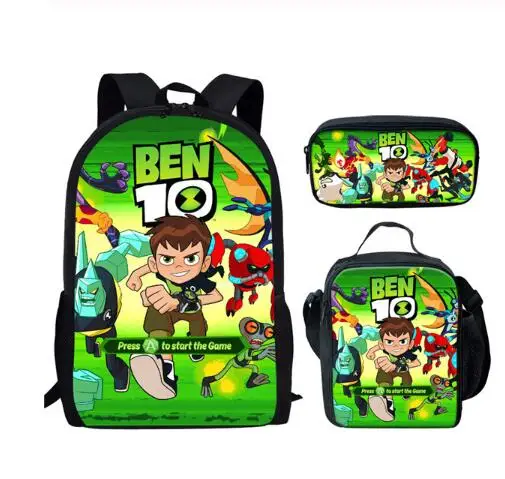 

Cool Kids Games Cartoon Ben 10 School Bags Set 3pcs Large Student 3D Prints Bookbags Shoulder Toddler Backpack Mochilas