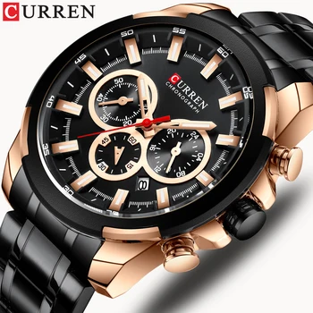 

CURREN Classic Black Chronograph Men's Watch Sports Quartz Date Clock Male Watch Stainless Steel Wristwatch Relogio Masculino