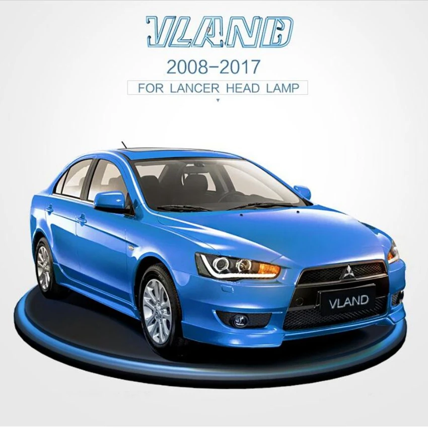 VLAND завод для автомобильных фар для Lancer светодиодный головной фонарь 2010 2011 2012 для Evo X головной свет с поворотным сигналом+ глаза ангела
