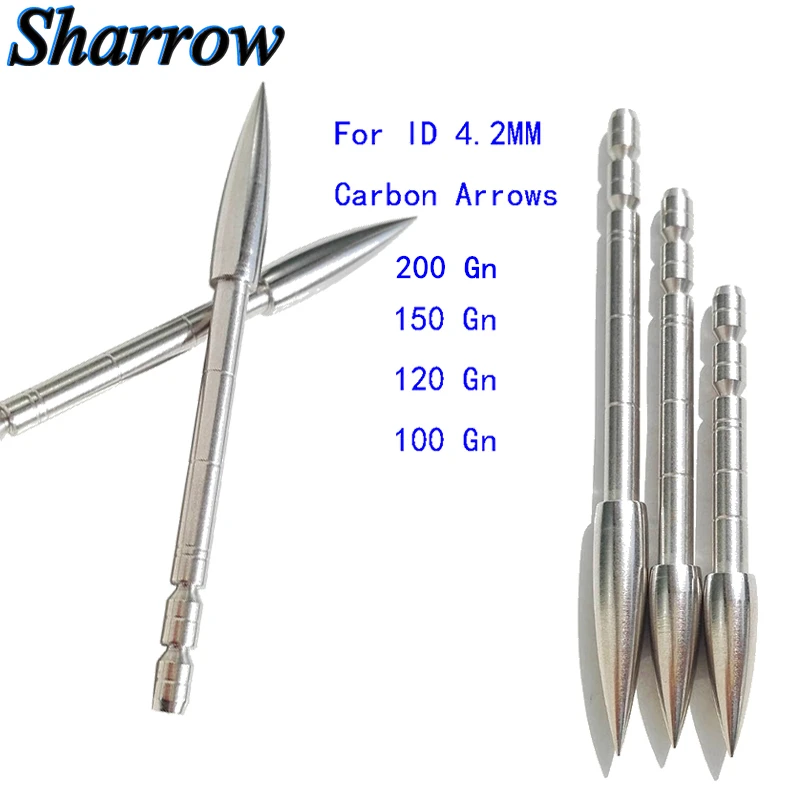 

Archery Arrowhead target point arrow field tips arrow head ID4.2mm 80/100/120/150/200Grain Stainless Steel Carbon Arrow Shaft