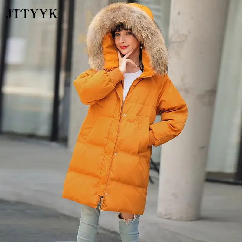 Real Raccoon Fur 2020 Women Winter Jacket Hooded