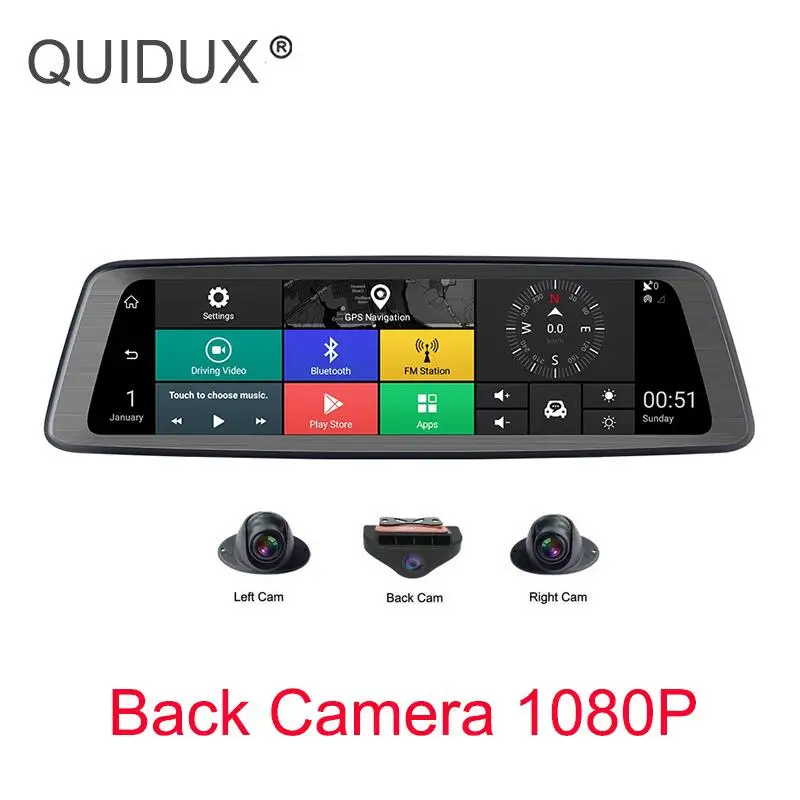 4G 4-канальный Автомобильный видеорегистратор ADAS камера 1" 2G+ 32G Android 5,1 потоковое зеркало заднего вида FHD 1080P рекордер WiFi для панели, GPS Cam РЕГИСТРАТОР - Название цвета: QVK950 1080P
