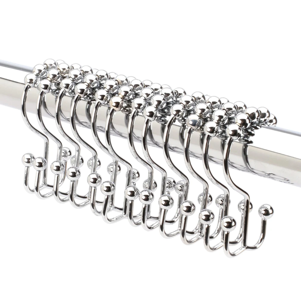 Высококачественные двойные крючки из нержавеющей стали кольца для штор душа