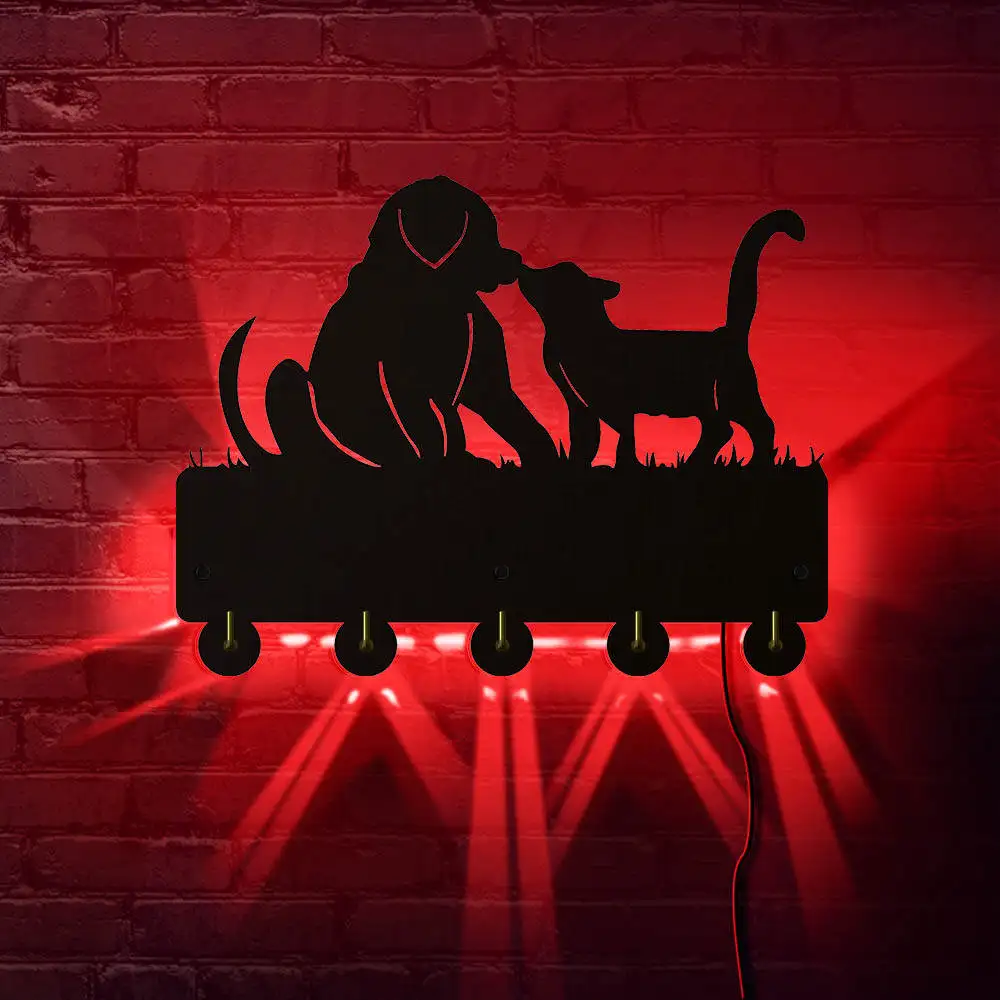 Собачья и кошачья собачья компания светящаяся светодиодная настенная вешалка