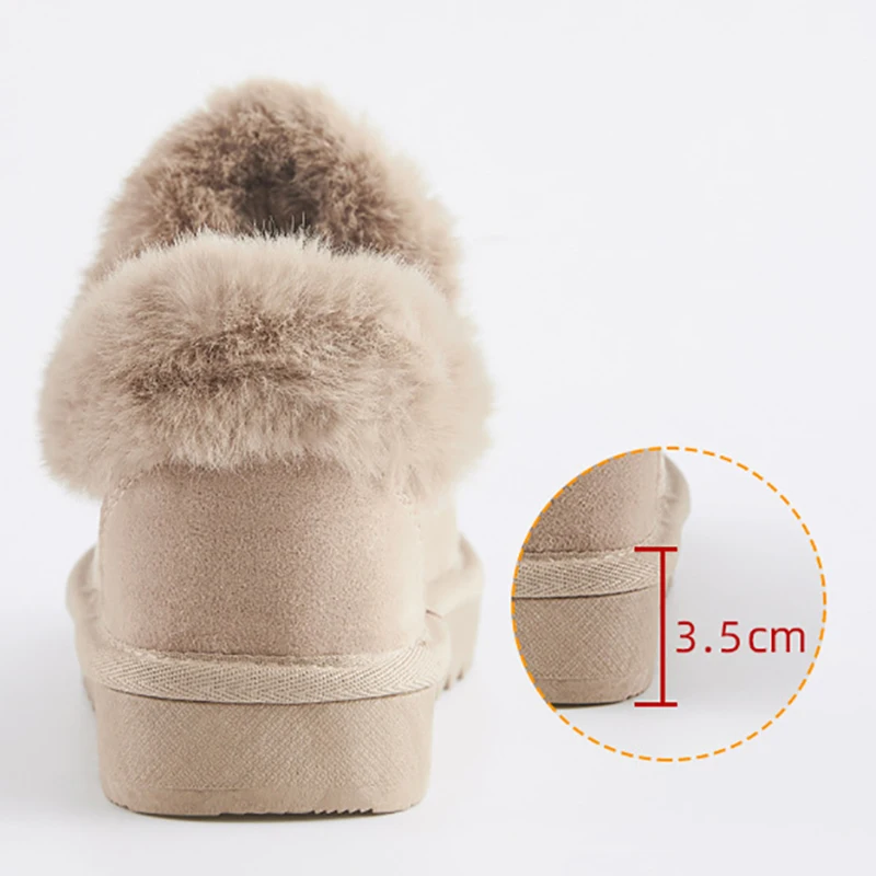 Women Flats Shoes Fur Loafers Women Winter Cotton Shoes Non-slip Warm Snow Boots Slip-on Plush Slippers Moccasins Ladies