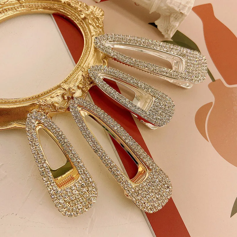 Accmax Nuovo Arrivato Moda Bling Full Crystal Clip Di Capelli Pin Accessori Per Capelli Waterdrop Hollow Metal Diamond Barrette Per Donna