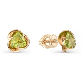 

Magic Stones earrings with 2 хризолитами Red Gold