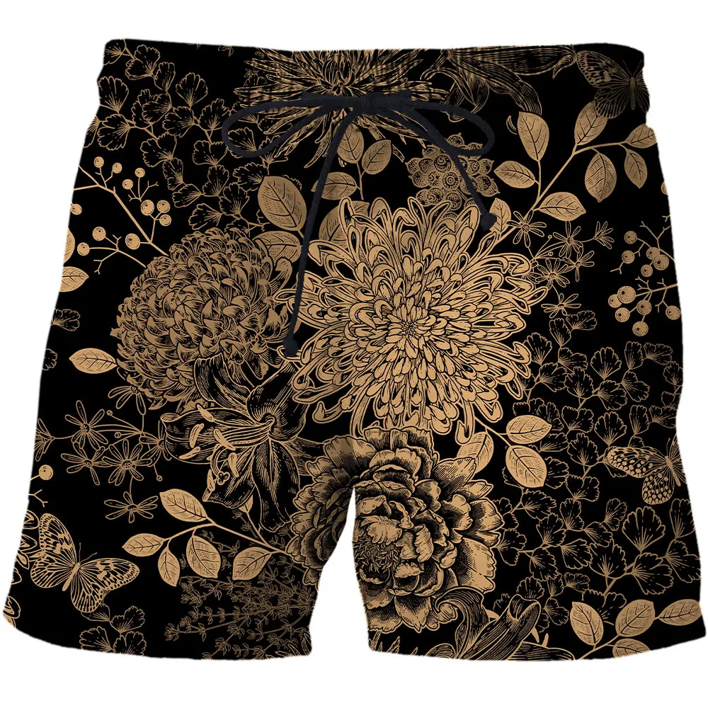 

New Chrysanthemum 3D Print Men's Beach Shorts Summer Swim Shorts Fashion Personality Men Swimming Trunks Boy Short 2021