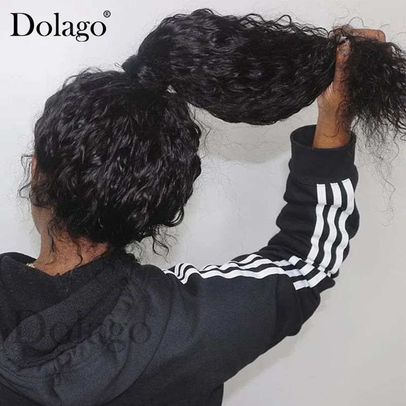 Baratos Peluca Frontal de encaje de 360 rizado con pelo de bebé profunda onda Bob transparente 13x6 pelucas de cabello humano Frontal de encaje 370 cuero cabelludo falso completo Dolago