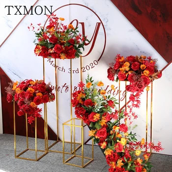 

Wedding stage layout simulation silk flower row Chinese style road props flower wall/ball wedding decoration rose fake flowers