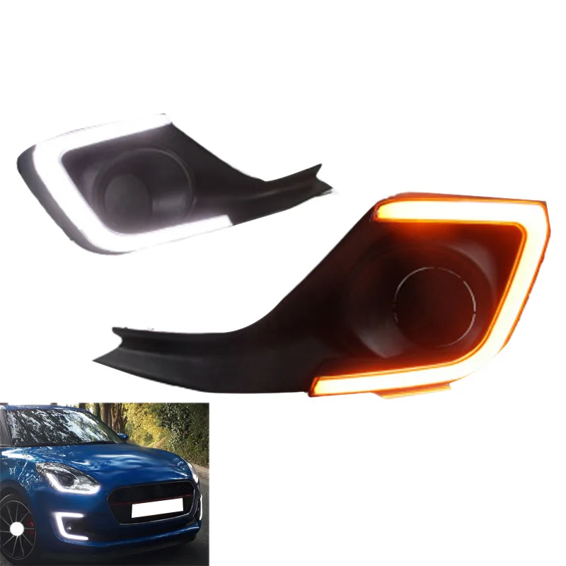 Для Suzuki Swift- 12V дневные ходовые огни автомобиля поворотные сигнальные Противотуманные фары автомобиля переделанные огни