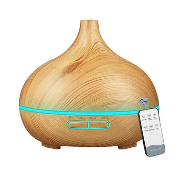 

400ml Wood Grain Sharp Mouth Essential Oil Diffuser Ultrasonic Cool Mist Humidifier Aromatherapy Mister With Remote Control