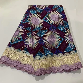 

New Arrival Wax Guipure Cord Lace Fabric Embroidery Flower African Printed Nigeria Ankara High Quality For Wedding Party 6 Yards