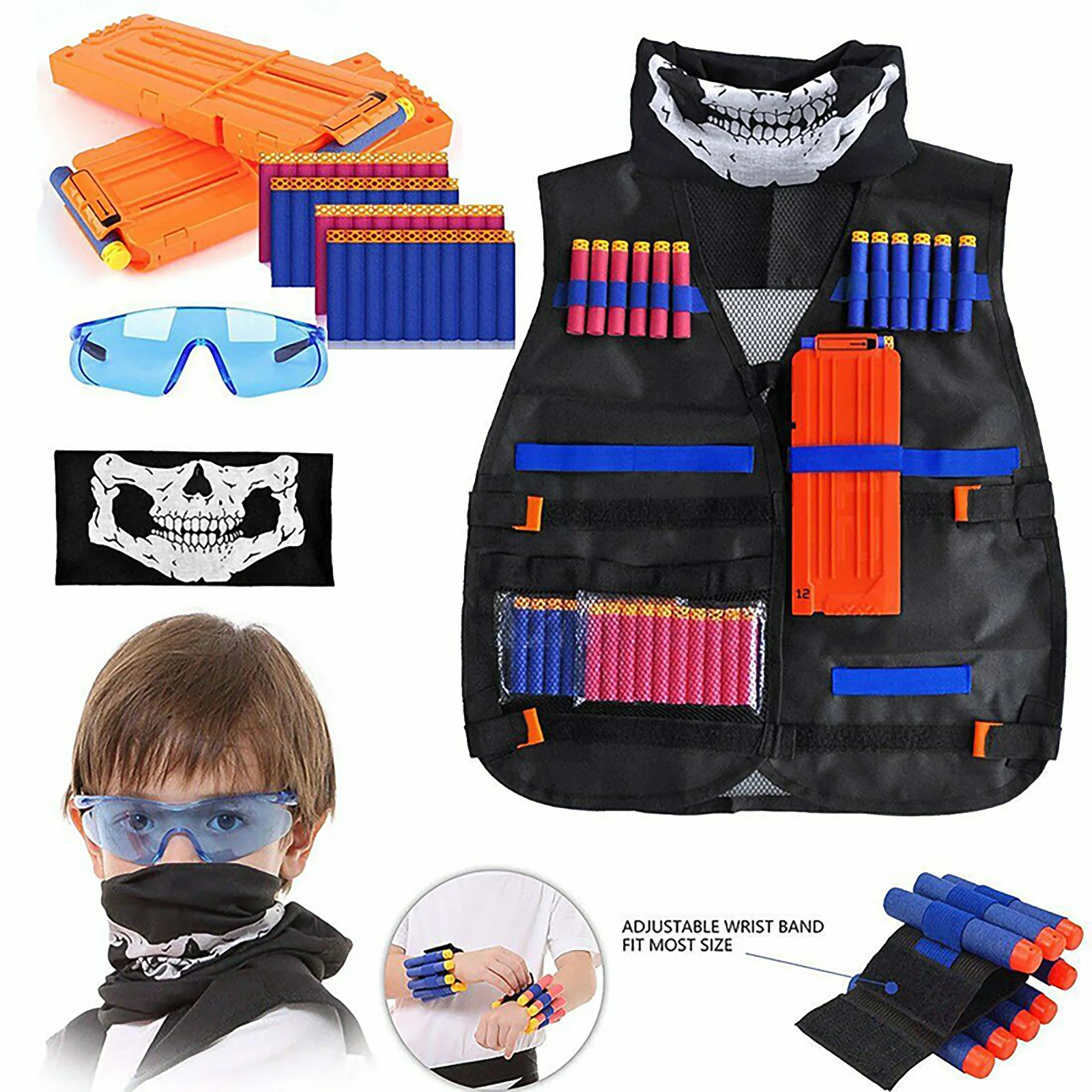 Kit de chaleco táctico para niños, juego al aire libre, soporte para chaleco, serie Nerf n-strike Elite, accesorios