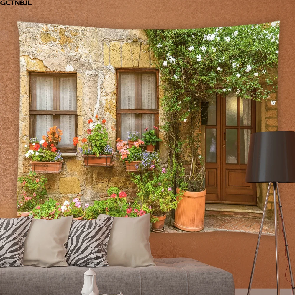 Tapestry Decorations Landscape Street Plants Flowers Scenery