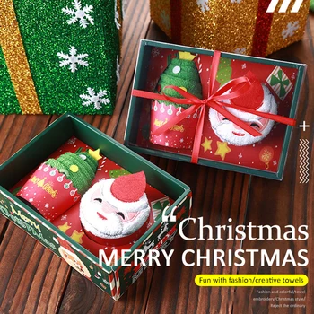 

Christmas Handcloth Cake Shape Cotton Towel Creative Gift Santa Snowman Christmas Tree Hotel Family Room Holiday Cotton Towel
