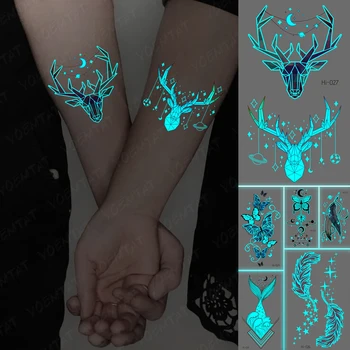 Tatouage autocollant serpent lumineux bleu, faux tatouage temporaire étanche pour poignet, Art corporel pour femmes et hommes