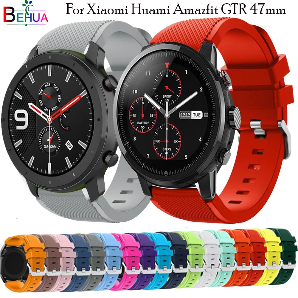 

For xiaomi Huami Amazfit GTR 47mm 22mm silicone smart watchband For Huawei watch GT 46MM strap Replacement wristband bracelet