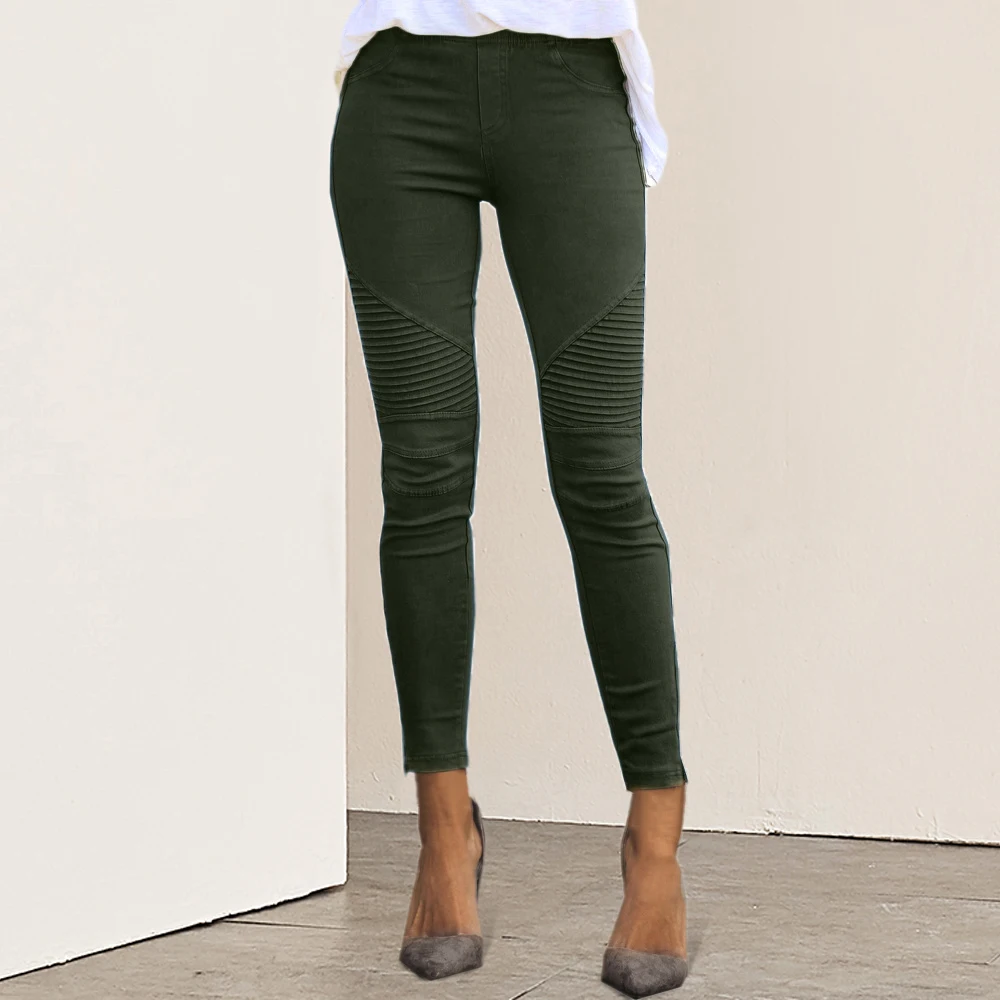 HEFLASHOR Women Fashion Fitness Leggings Autumn Slim Solid Jeans Casual Long Trousers High Waist Warm Streetwear Pants