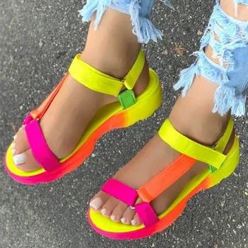 

hot 2020 INS Hot Sale multi colors Big size 43 casual Shoes Woman Flat Dropship Comfortable Sandals Female