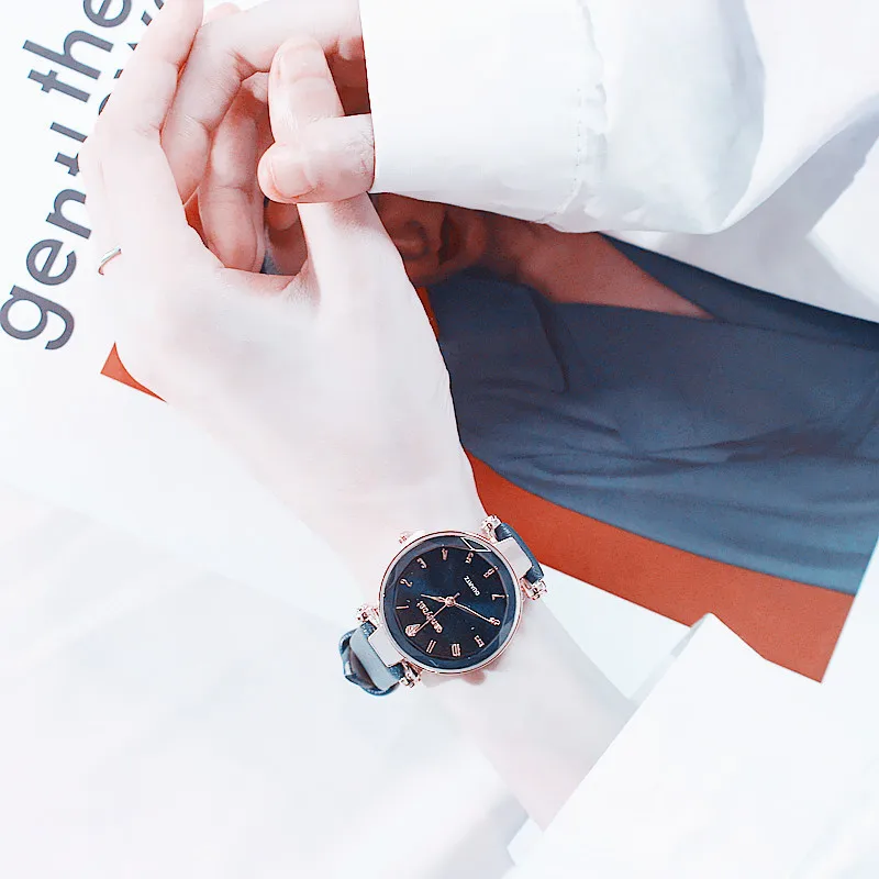 Модные женские часы высокого качества Geneva Faux наручные женские повседневные Аналоговые кварцевые наручные часы Relogio Feminino - Цвет: 4