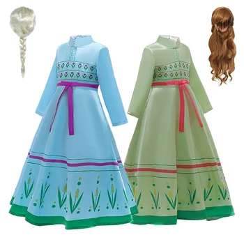 

Little Elsa And Anna Bedtime Story Dress Girls Princess Costumes Snow Queen Kids Christmas Gift Prom Party Ball Gown
