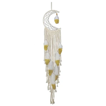 

Bohemian wind chimes ornaments wall hanging tapestry sequins feather moon wall decor hand-woven home decorations 1 1