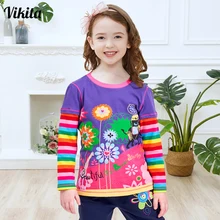 Детская футболка для девочки VIKITA, топ с длинным рукавом, одежда для малышей, L328