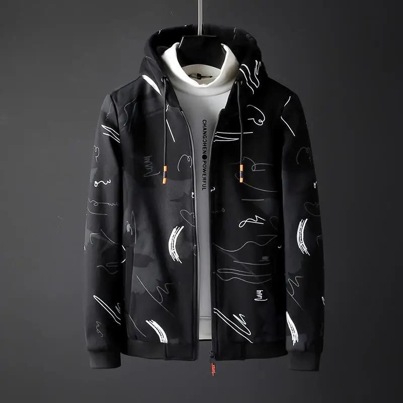 black Новое поступление Модная демисезонная куртка на молнии толстые Короткие повседневные мужские толстовки размера плюс M L XL 2XL 3XL 4XL - Цвет: black