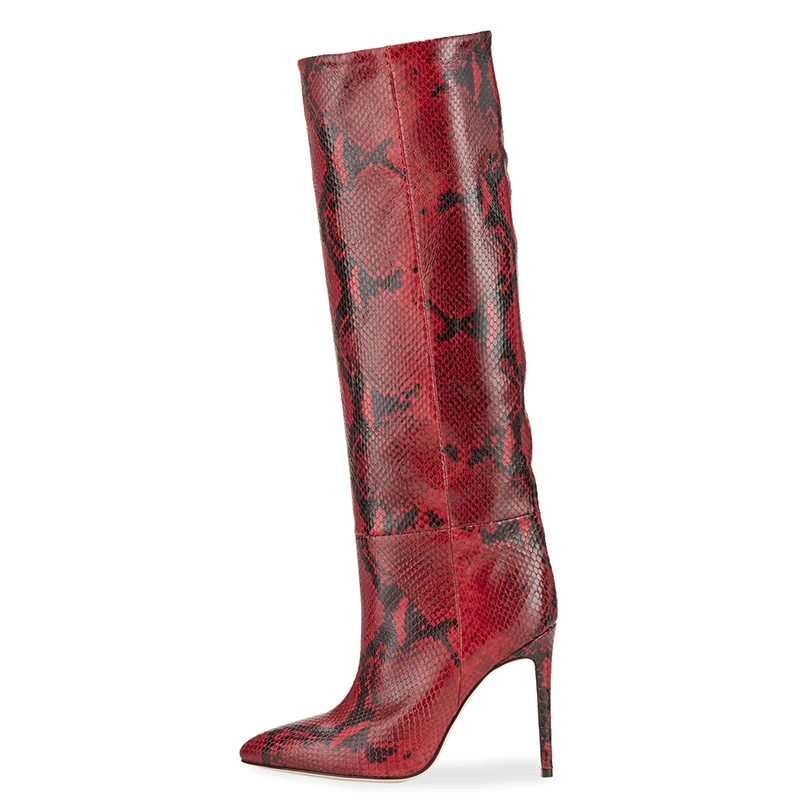 snake print long boots