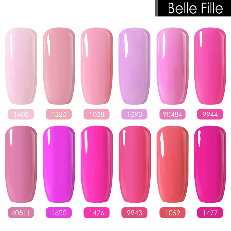 Belle Fille розовый гель лак для ногтей Lakiery Hybrydowe Vernis Полупостоянный УФ Шарм Блестящий