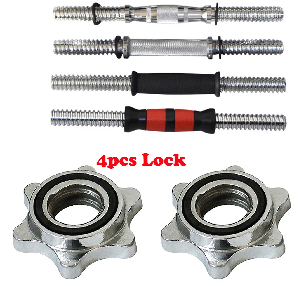 4Pcs 1'' Dumbbell Spin Lock Barbell Bar Rod Hex Nut Collar Clamp Fixed Screw