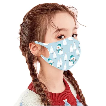 

5pc Children Protection Face Mask Christmas Prints Mouth Mask for Protection Washable Reusable Earloop Funny face mask Masque