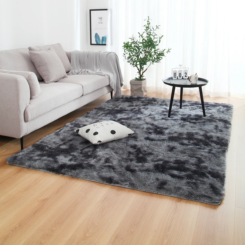 Серый ковер, крашеные плюшевые мягкие ковры для гостиной, спальни, Противоскользящие коврики для спальни, водопоглощающие ковры - Цвет: Dark Grey