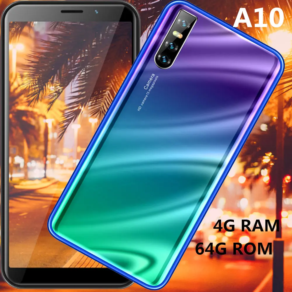 A10 смартфонов 4 грамма 64G Встроенная память quad core 13MP большой экран 18:9 IPS celulares Face ID