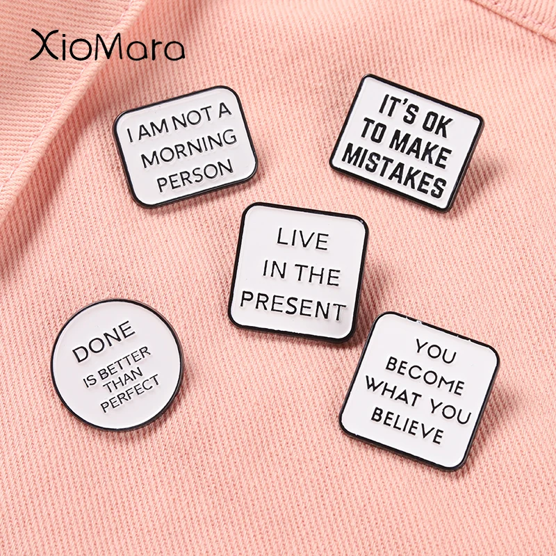 InspirationalQuotesEnamelPinMotivationalSayingMetalBroochesCollarBackpackDecoration