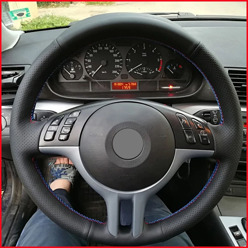 Mewant для BMW E53 X5 E39 E46 325i черный кожаный чехол рулевого колеса автомобиля аксессуары