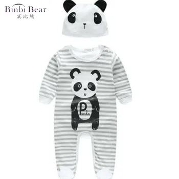 

Binbi Bear 2020 Little Baby Long Sleeve Romper Men and Women Baby Cotton Animal Tiger Set Hooded Siamese Clothes Kids