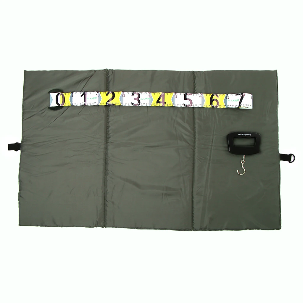 Unhooking Mat Compact Landing Pad Fish Protection Carp Fishing Tackle with Fish Ruler Tape & Hanging Digital Scale