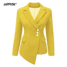 Женские блейзеры для офиса, повседневные женские куртки размера плюс на весну и осень, Женское пальто, приталенный Блейзер, женская верхняя одежда